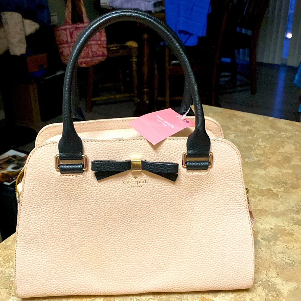 KATE SPADE NEW WITH TAGS HAND BAG BEAUTIFUL BOW SIGNATURE LEATHER LIGHT PINK